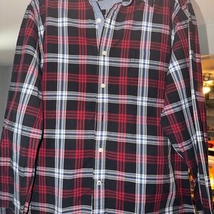 Nautica Red and Black Plaid Men's Shirt